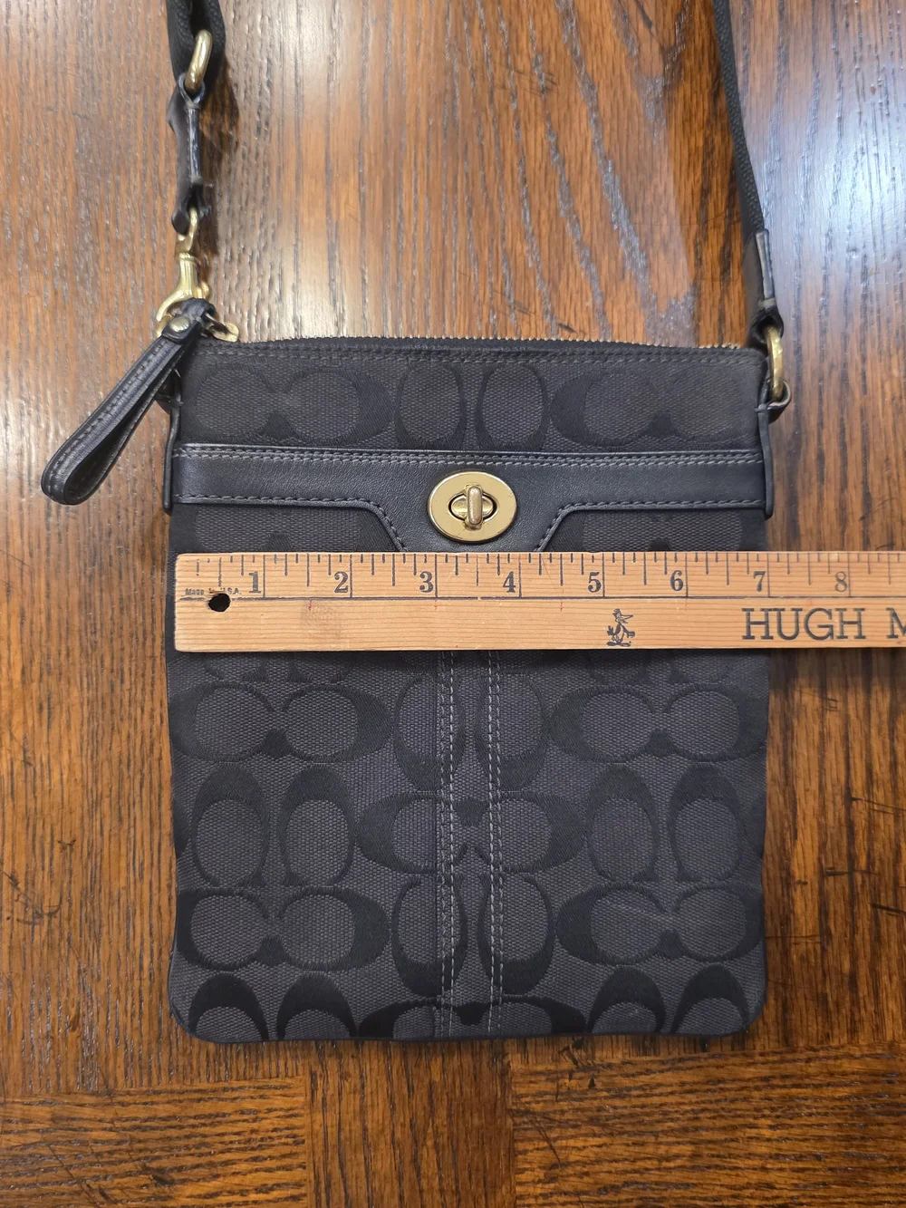 Vintage Coach Black Signature C Jacquard Turnlock Swingpack Crossbody Bag Y2K